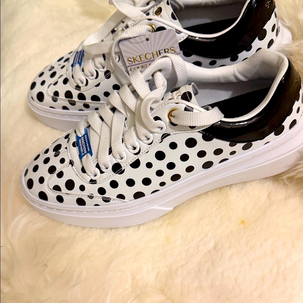 Skechers Black and White Polka Dot Sneakers - Picture 3 of 10
